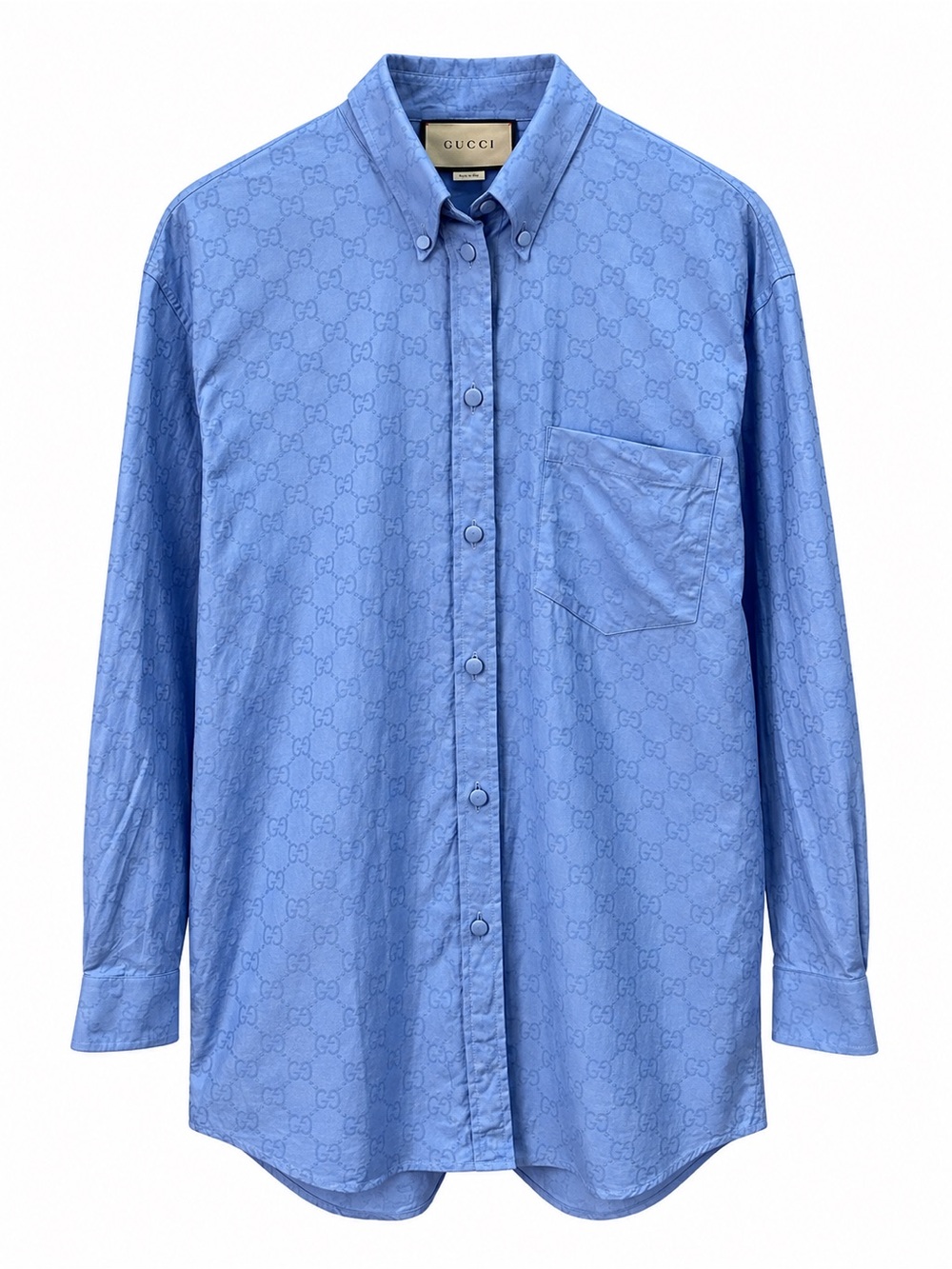 Gucci Light Blue Monogram Button-Down Shirt